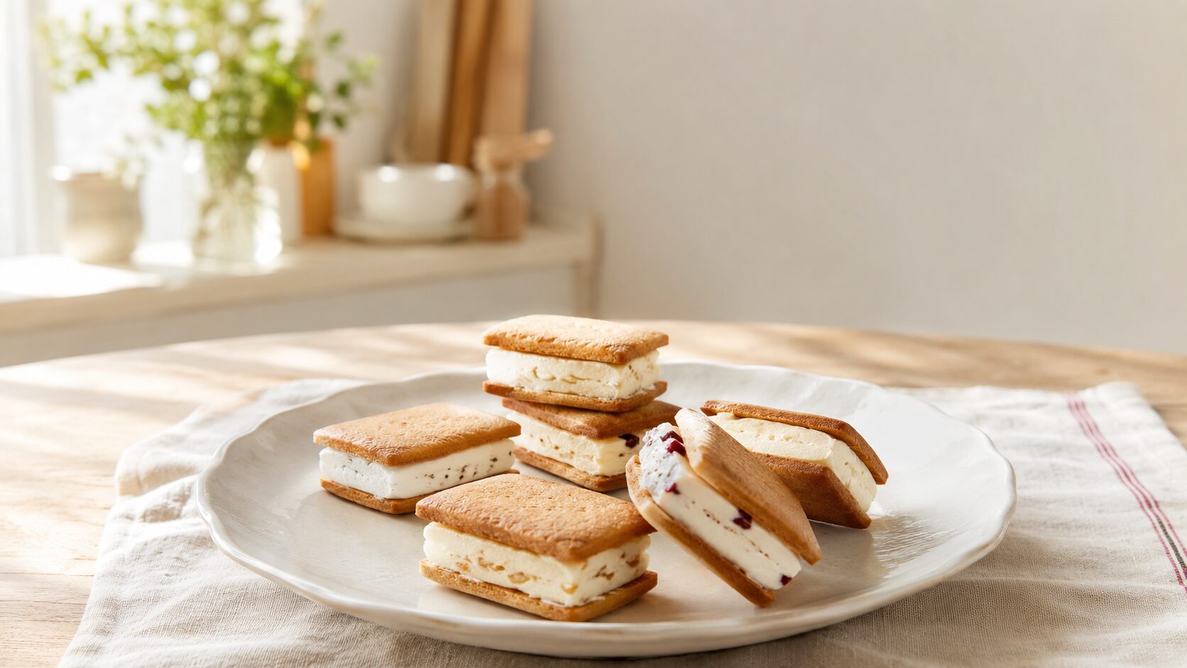 家庭のキッチンで作った自家製バターサンド