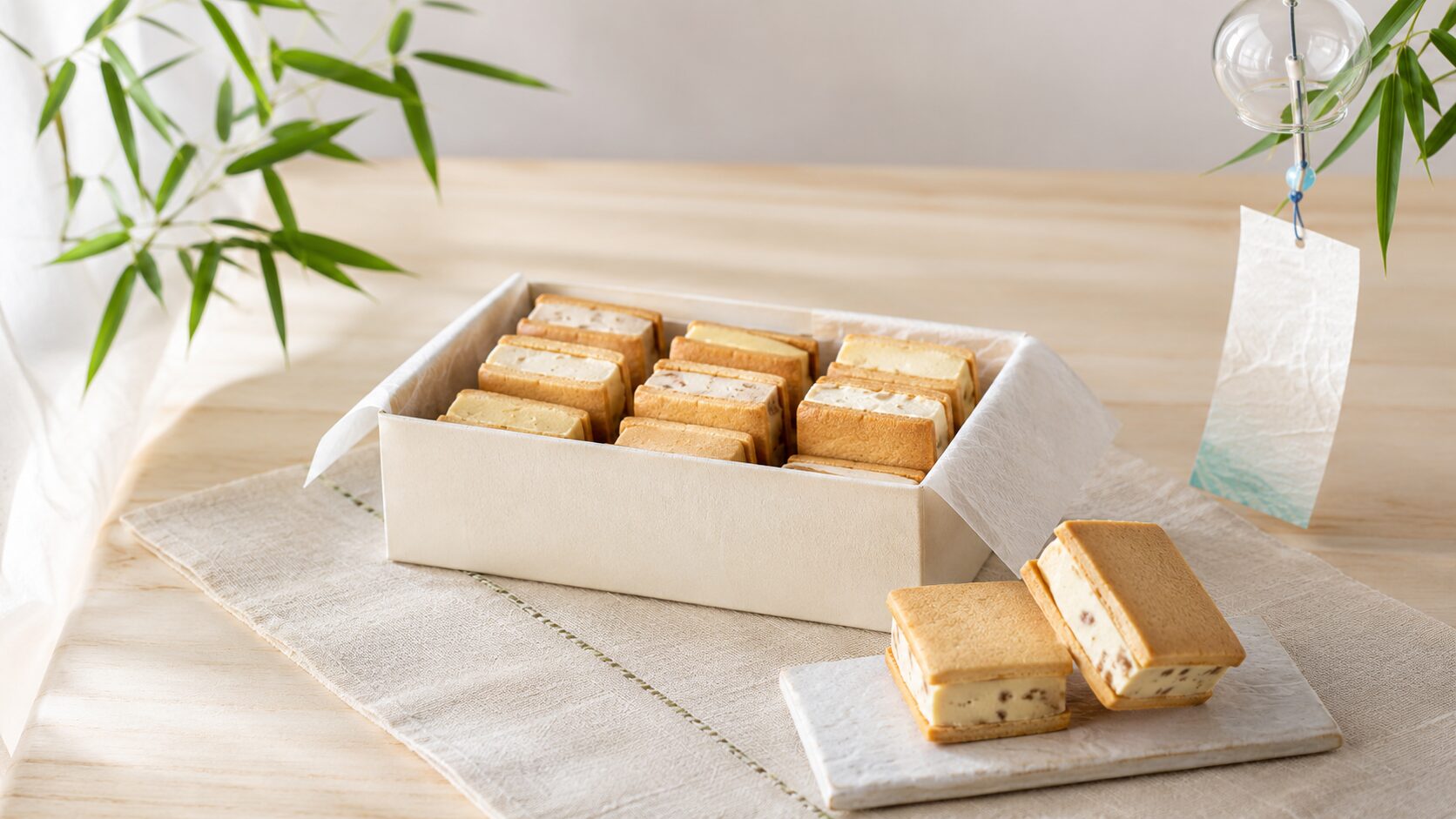九州のお中元バターサンドギフト箱（風鈴・笹）